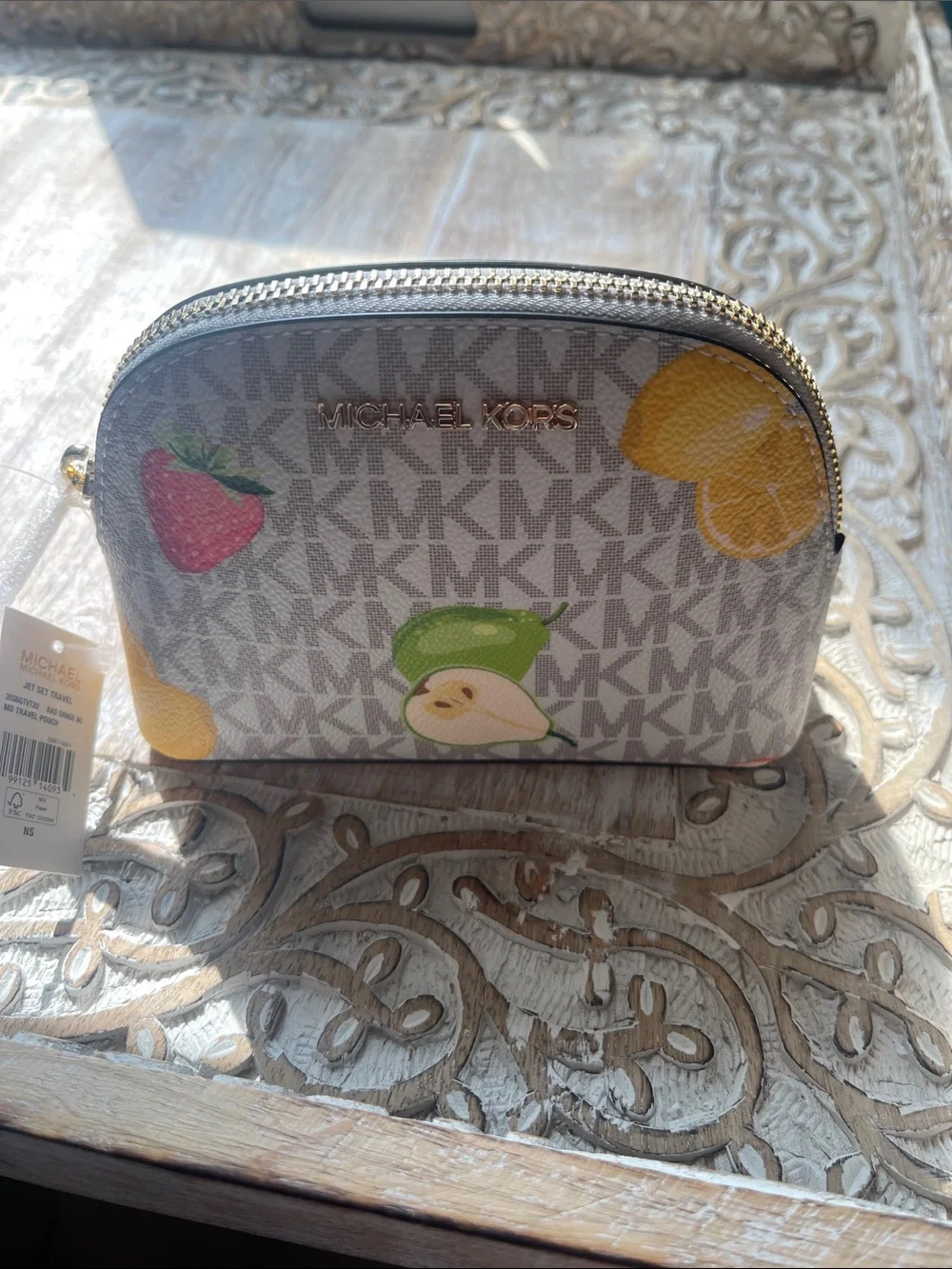 Michael Kors Jet Set Travel Fruit Print Pouch - Orange & Pink